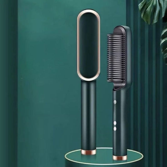 Hair Straightener Brush & Curling Comb 2 In 1