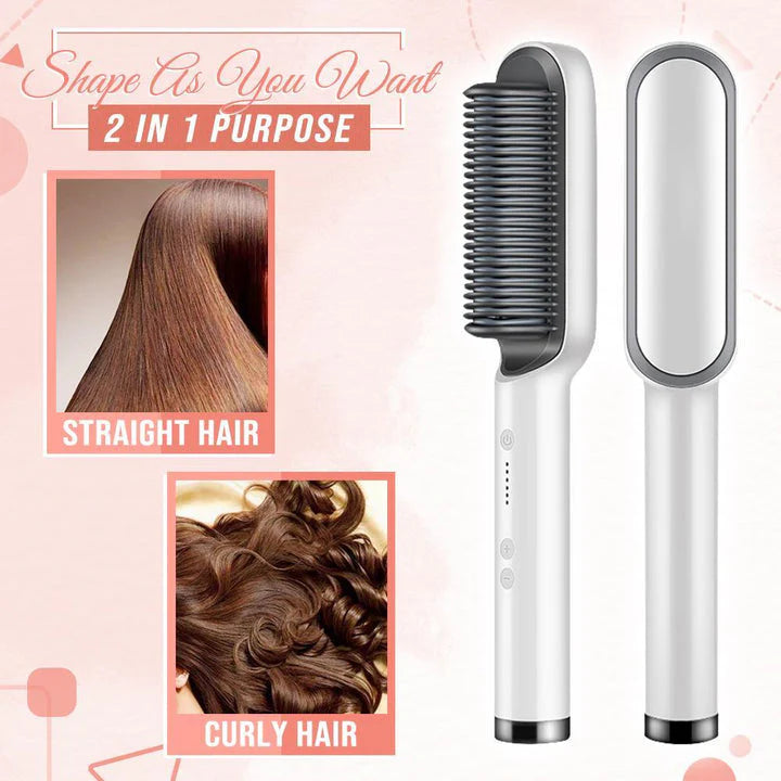 Hair Straightener Brush & Curling Comb 2 In 1